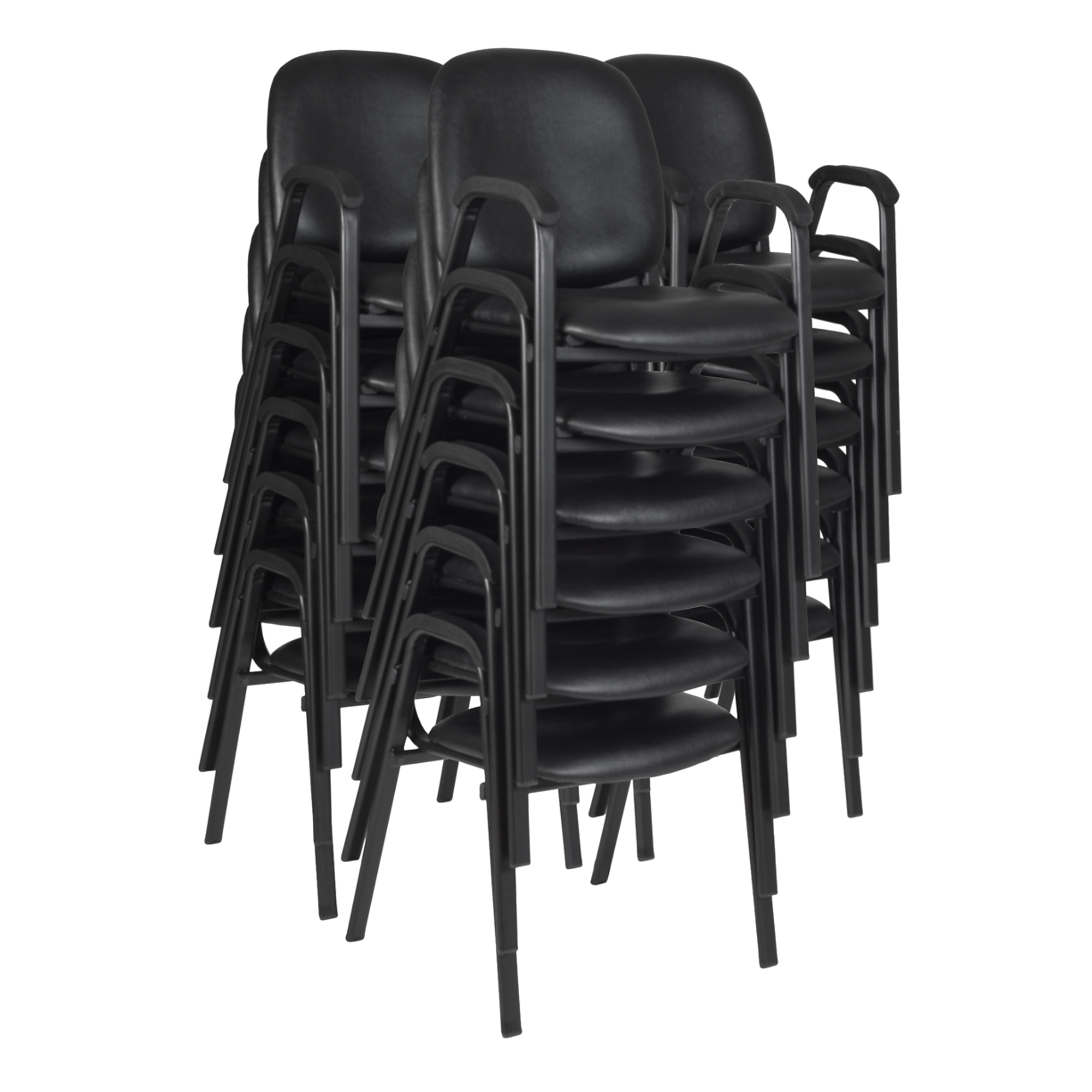 Regency Furniture, Ace Vinyl Guest Stacking Chair with Arms Black, Included (qty.) 18 Model# 2125LBK18PK